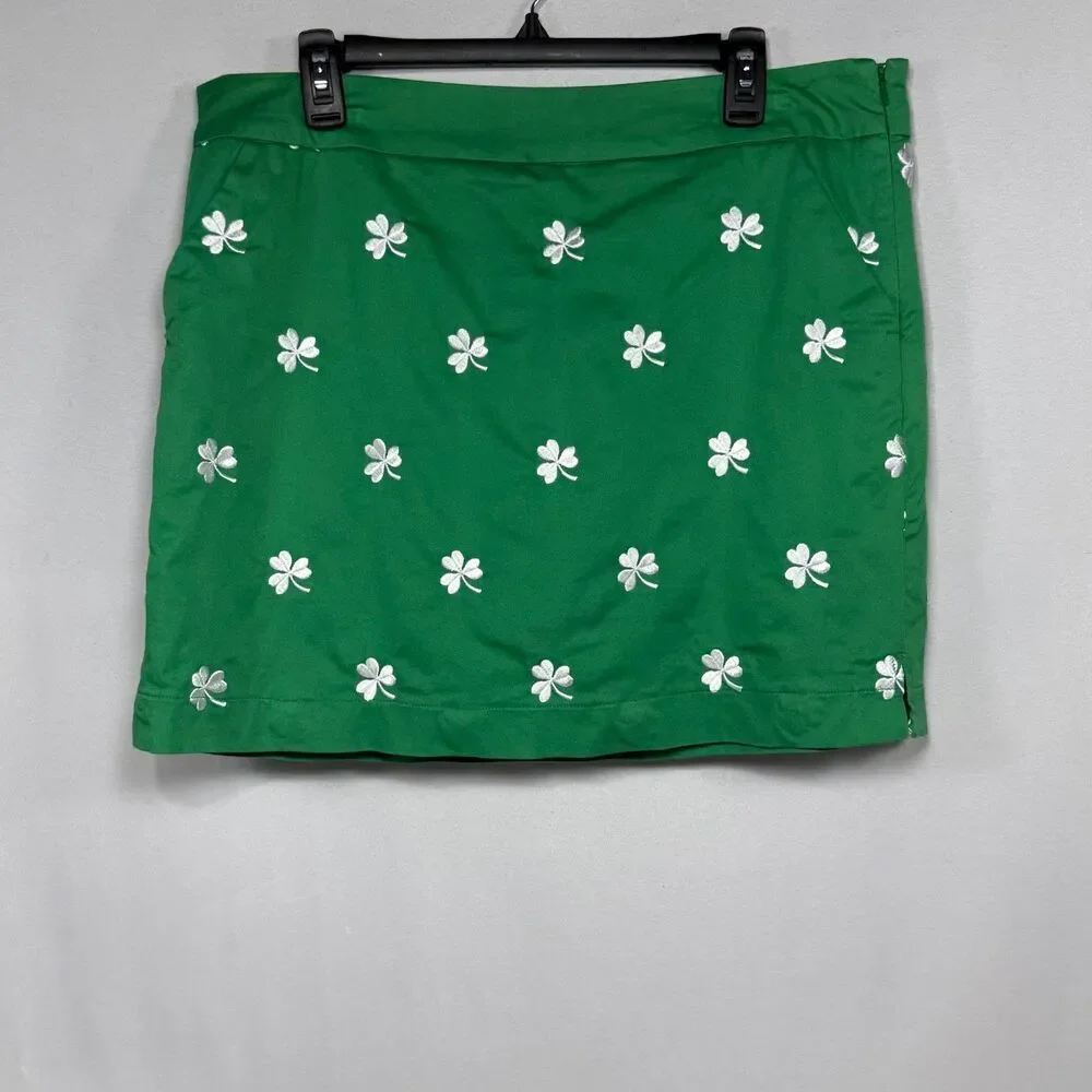 Embroidered Shamrock Loudmouth Ladies Golf Skort Kelly Green Size 14 US